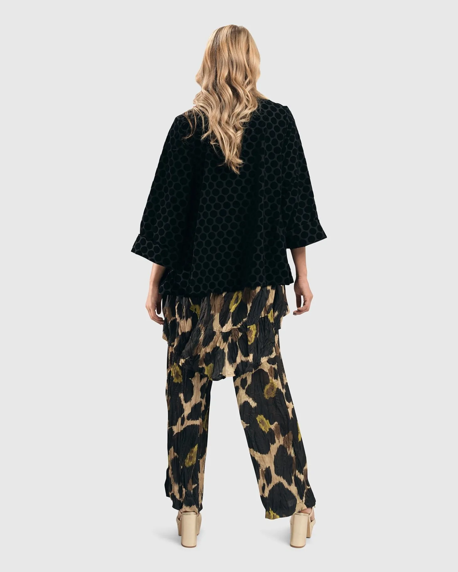 Dot Flocked Swing Jacket, Black