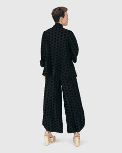 Dot Flocked Swing Jacket, Black