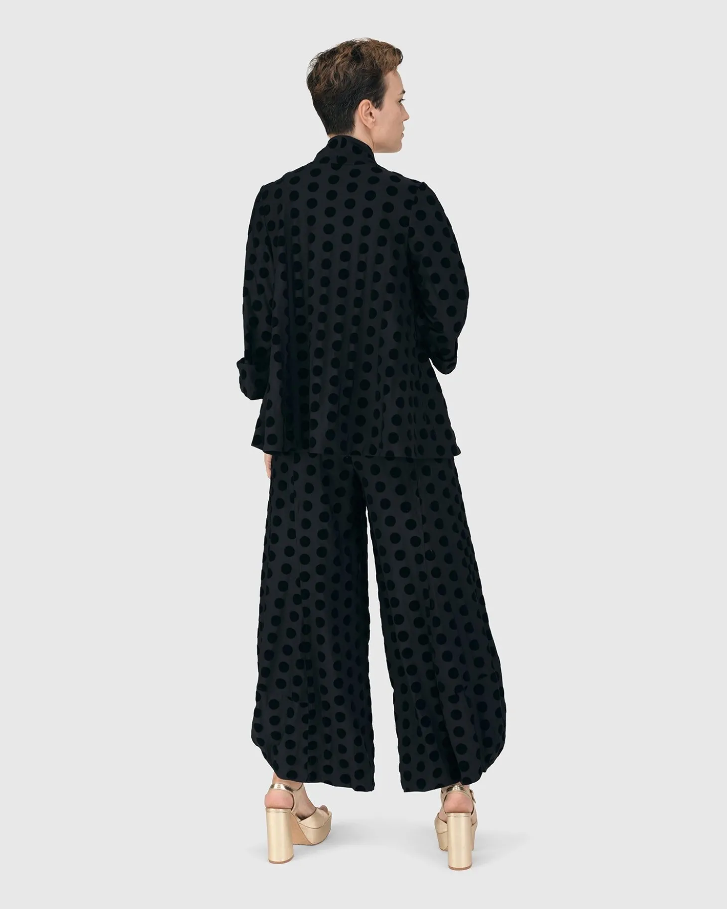 Dot Flocked Swing Jacket, Black