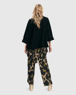 Dot Flocked Swing Jacket, Black