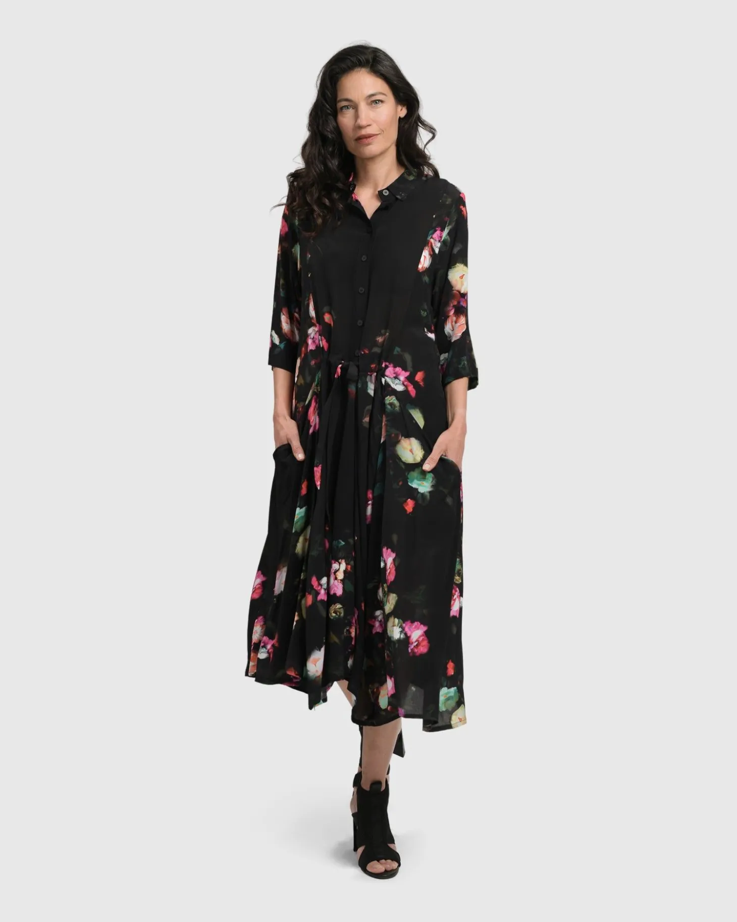 Drinks-On-Me Maxi Shirt Dress, Floral