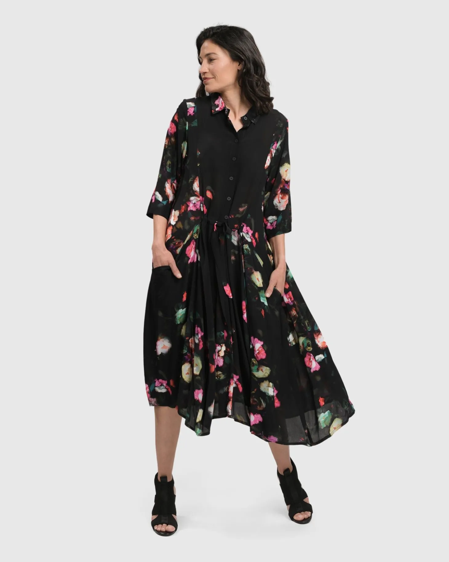 Drinks-On-Me Maxi Shirt Dress, Floral