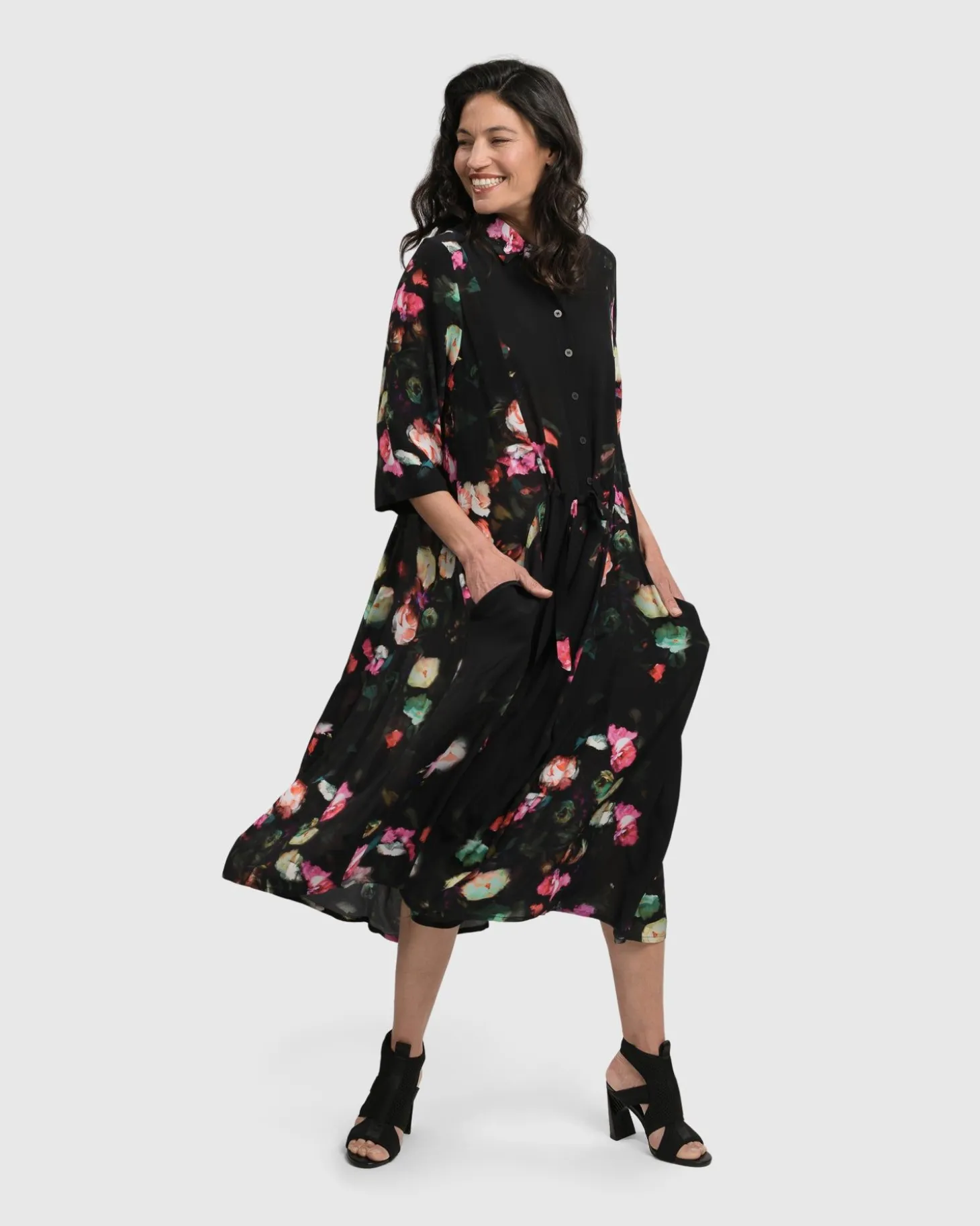 Drinks-On-Me Maxi Shirt Dress, Floral