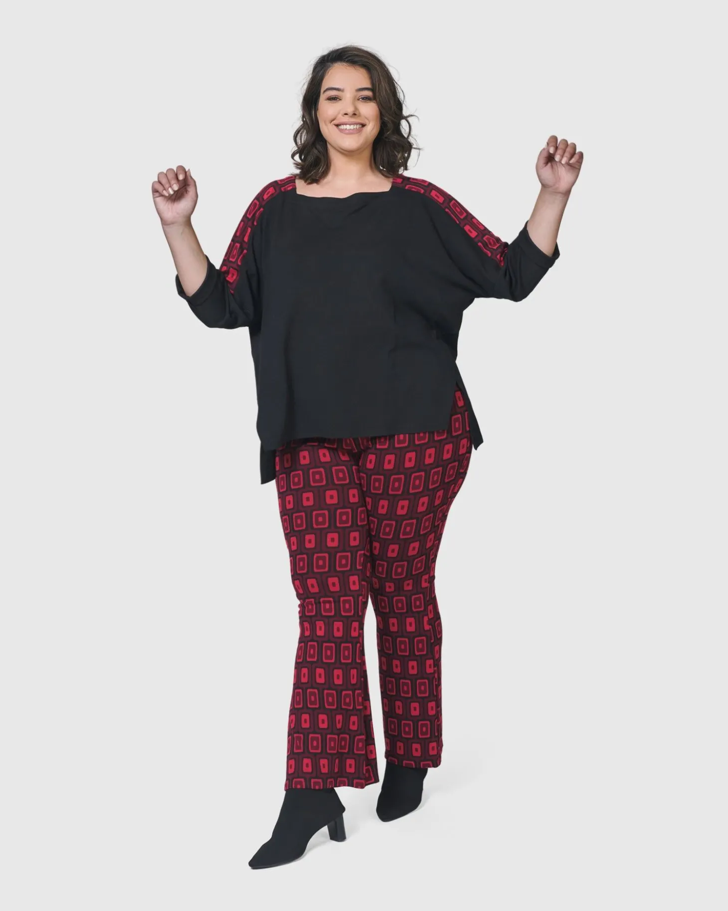 Dynamite Days Bell Bottom Pants, Red