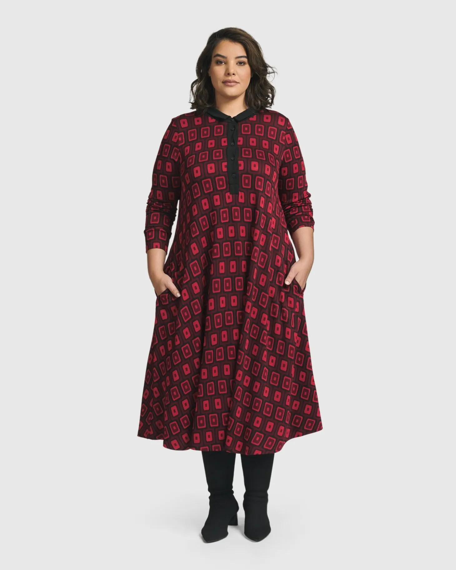 Dynamite Shirt Dress, Red