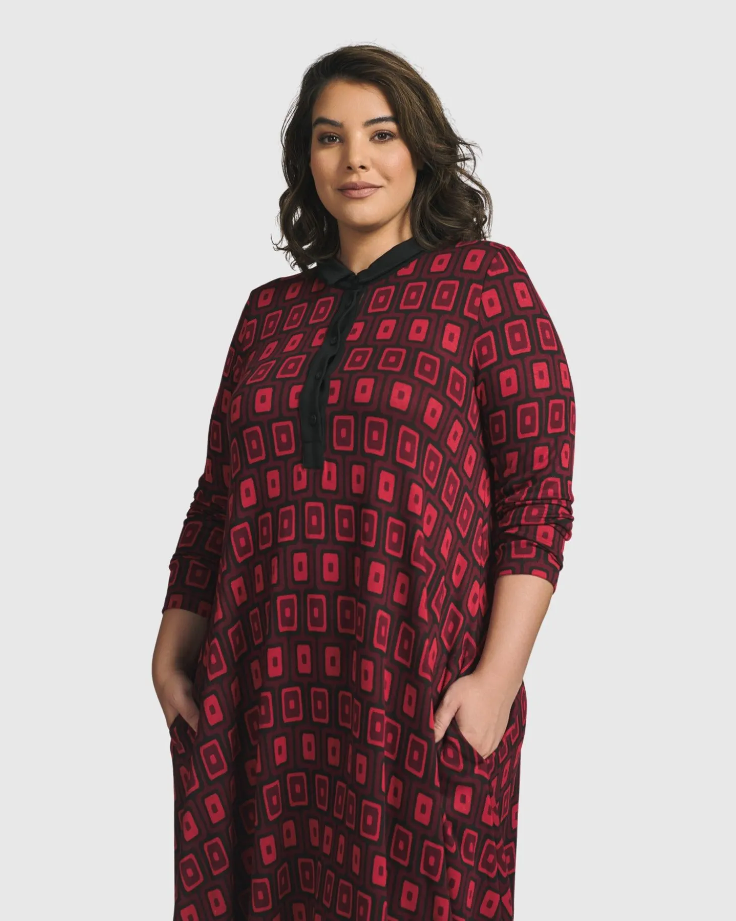 Dynamite Shirt Dress, Red
