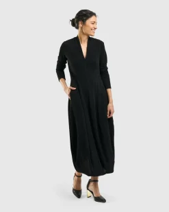 Elvira Cocoon Dress, Black