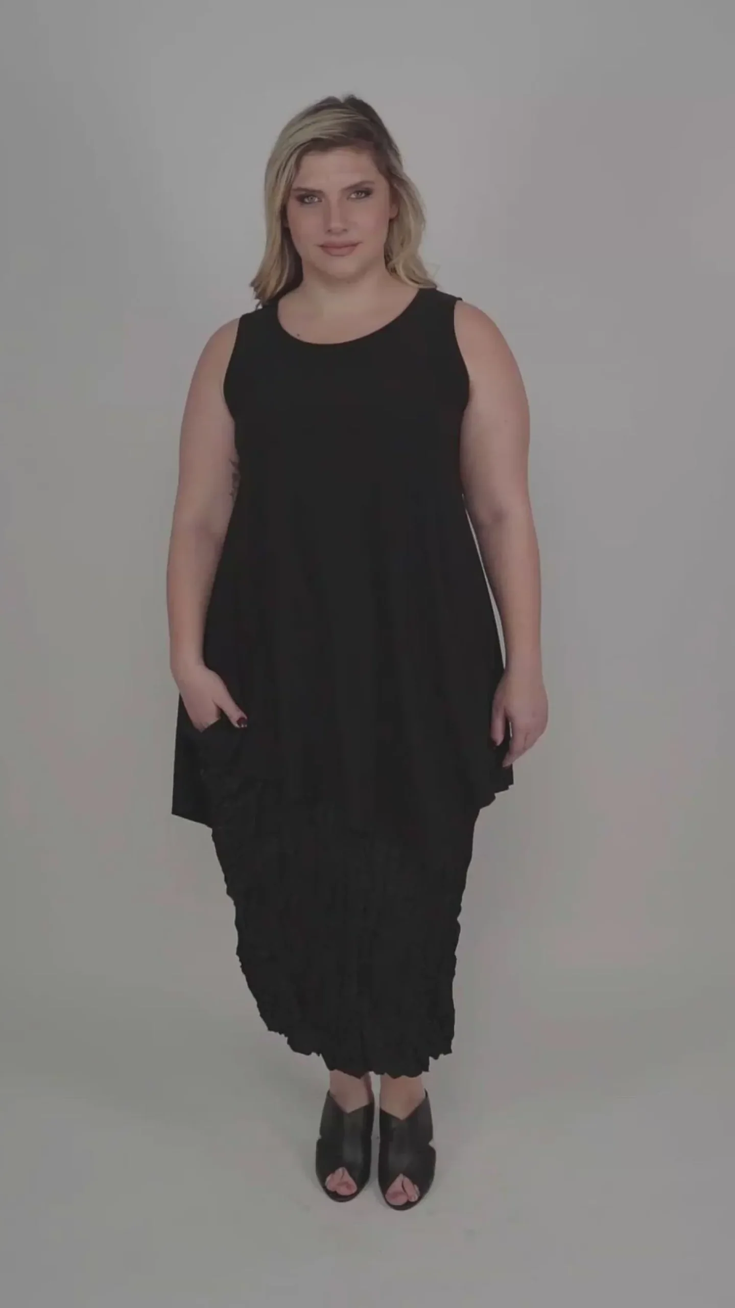 Essential Asymmetrical Tunic Tank Top, Black
