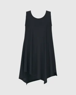 Essential Asymmetrical Tunic Tank Top, Black