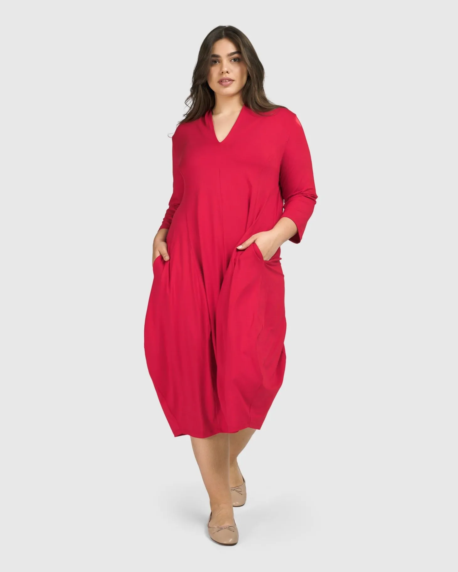 Essential Cocoon Dress, Red Rose