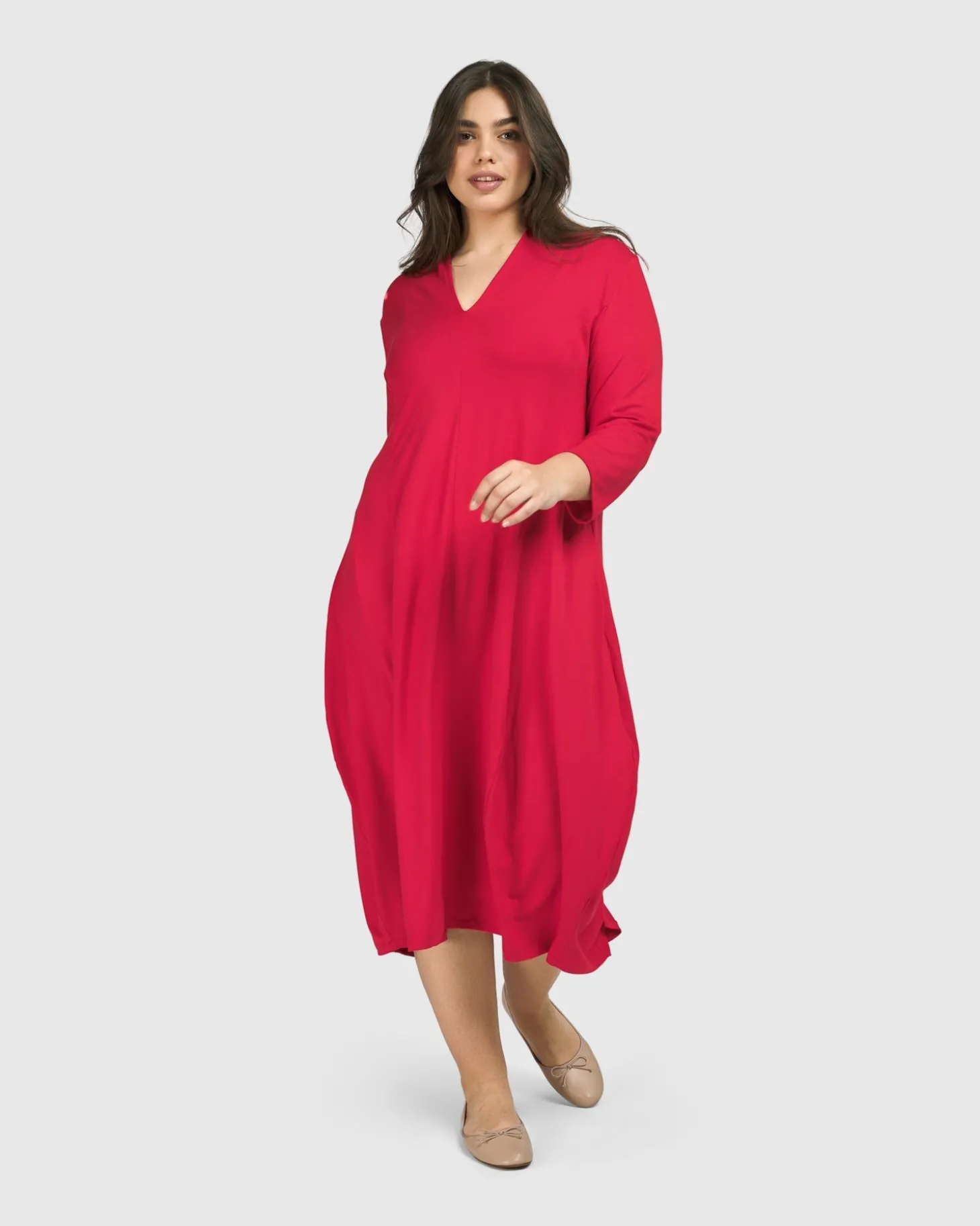 Essential Cocoon Dress, Red Rose