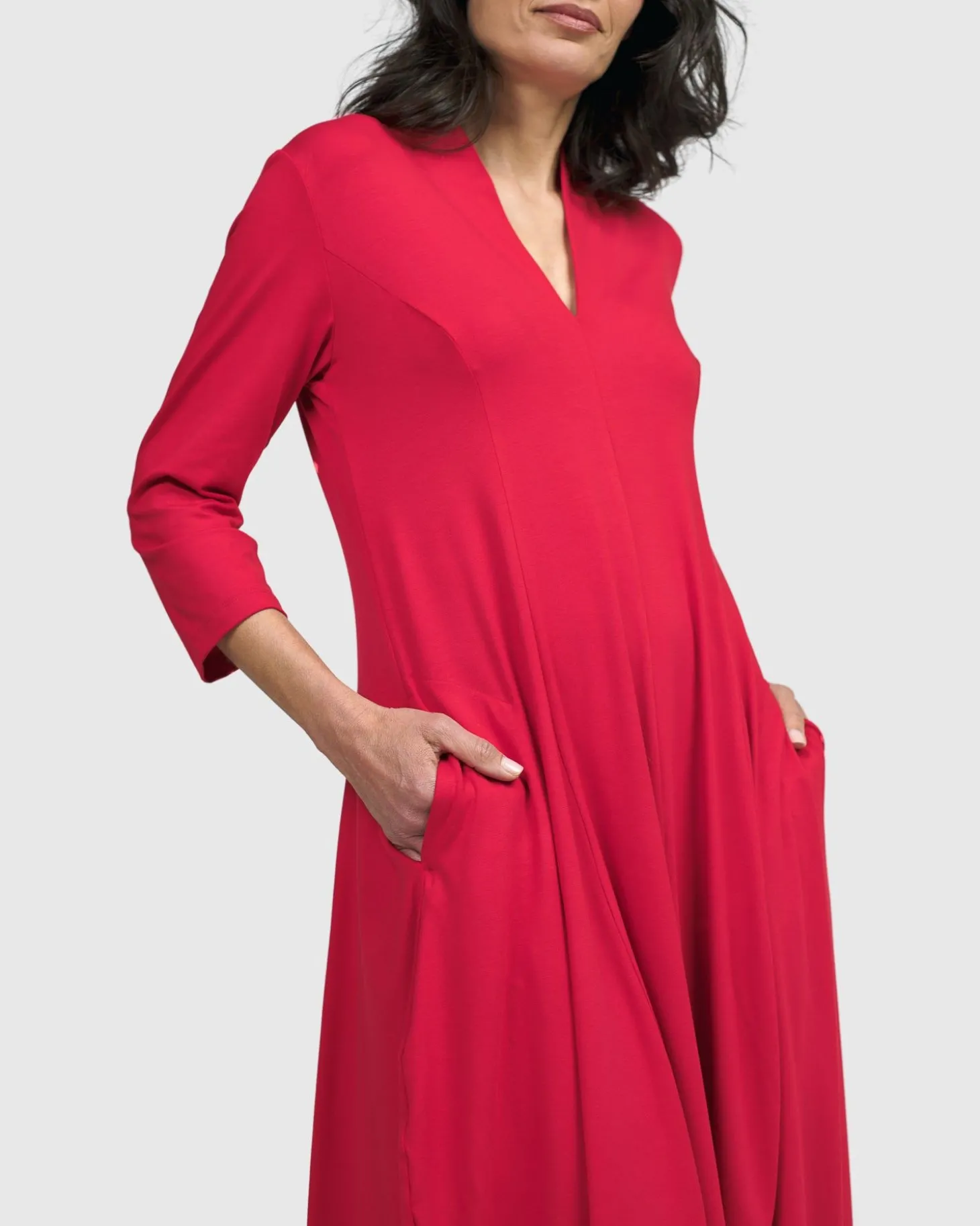 Essential Cocoon Dress, Red Rose