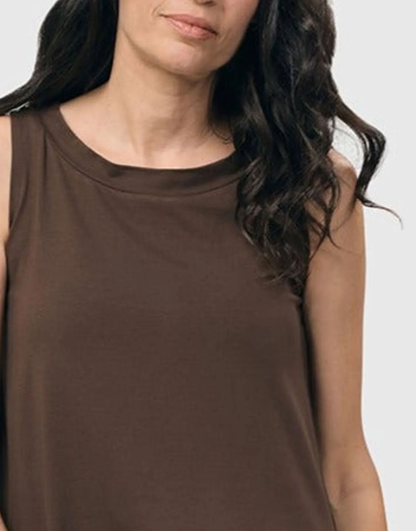 Essential Cutaway Tank Top, Coffee