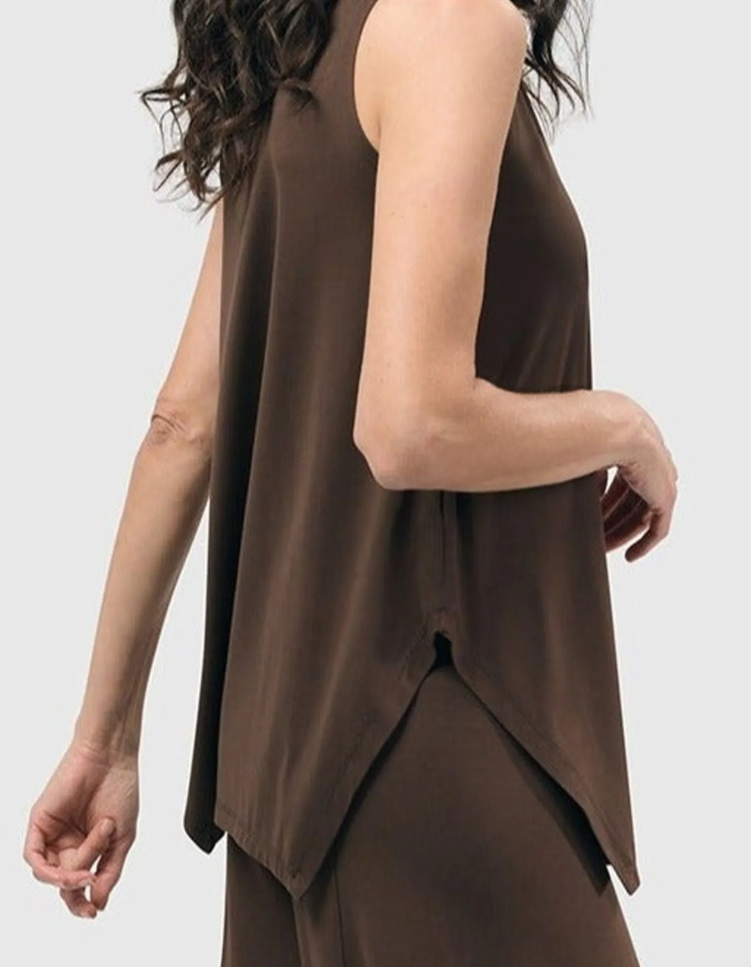 Essential Cutaway Tank Top, Coffee