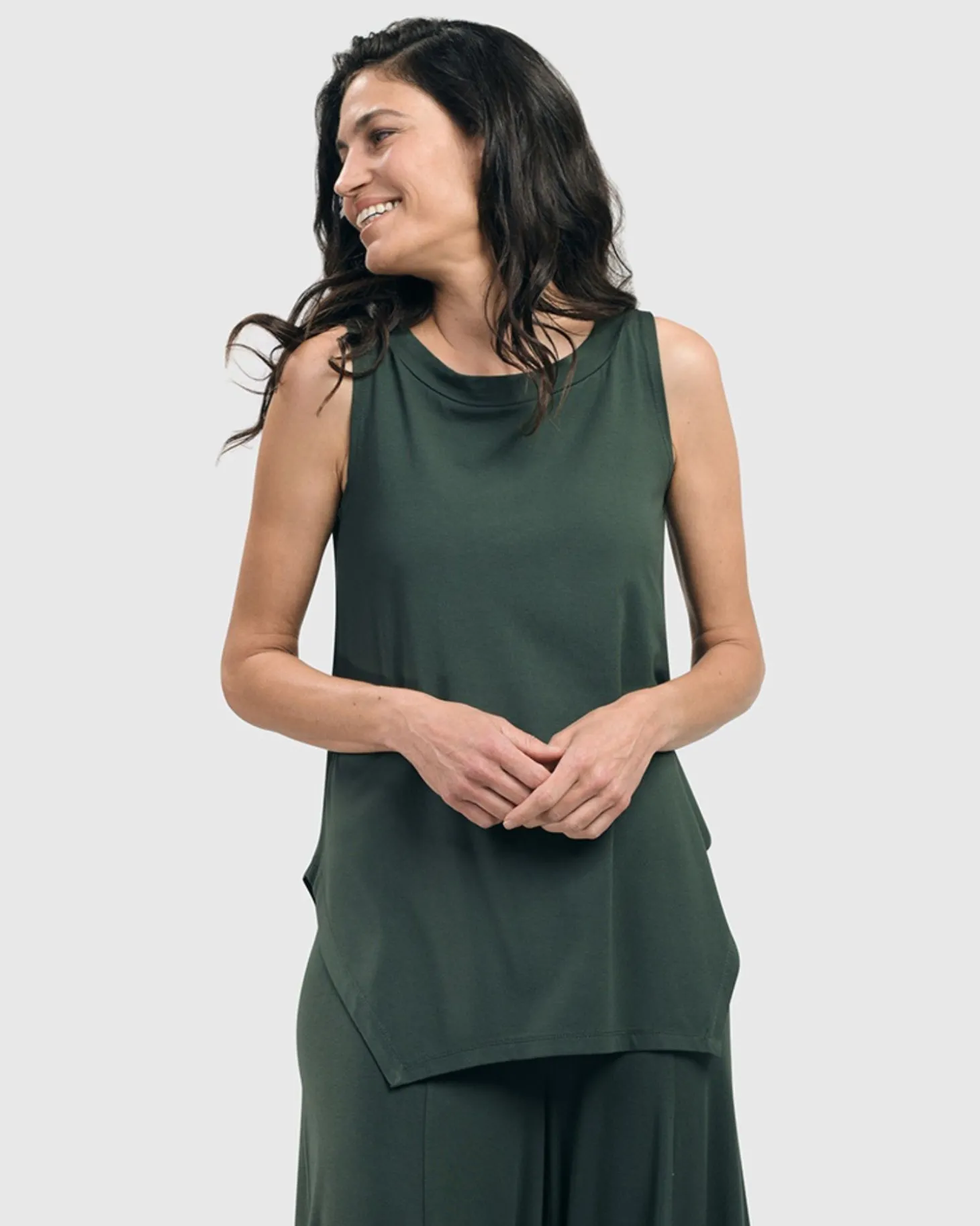 Essential Cutaway Tank Top, Green