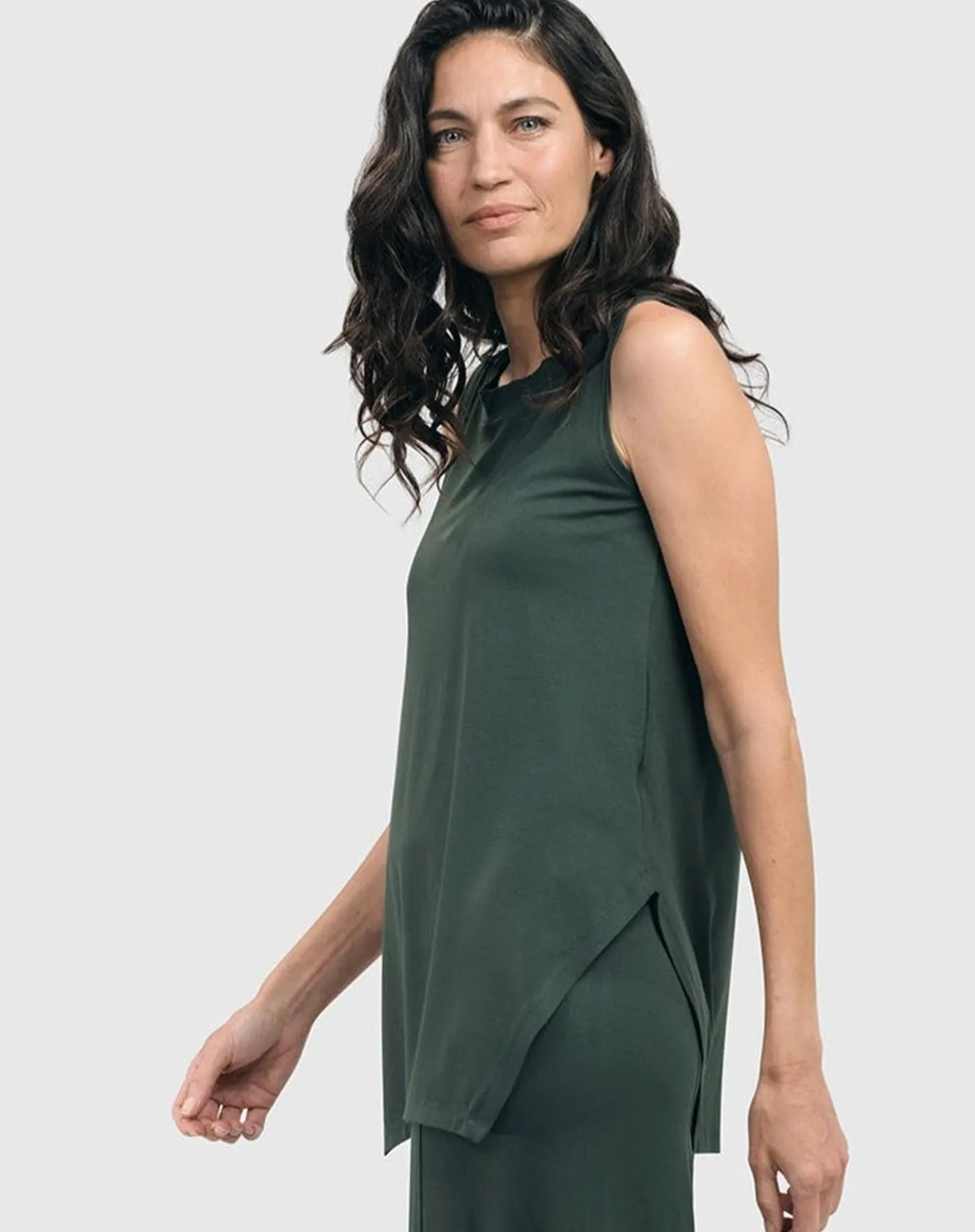 Essential Cutaway Tank Top, Green