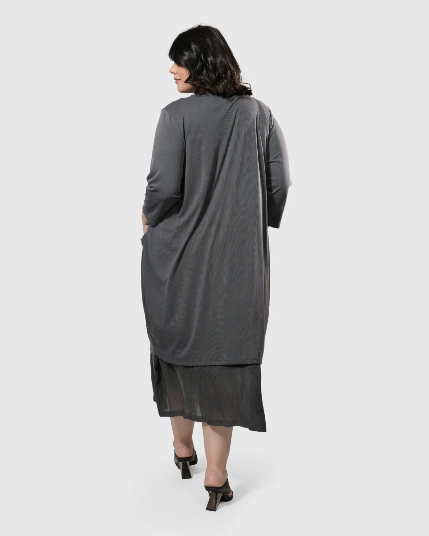 Essential Draped Cocoon Jacket, Grey