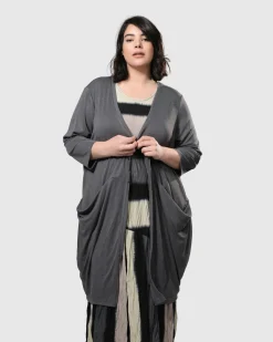 Essential Draped Cocoon Jacket, Grey