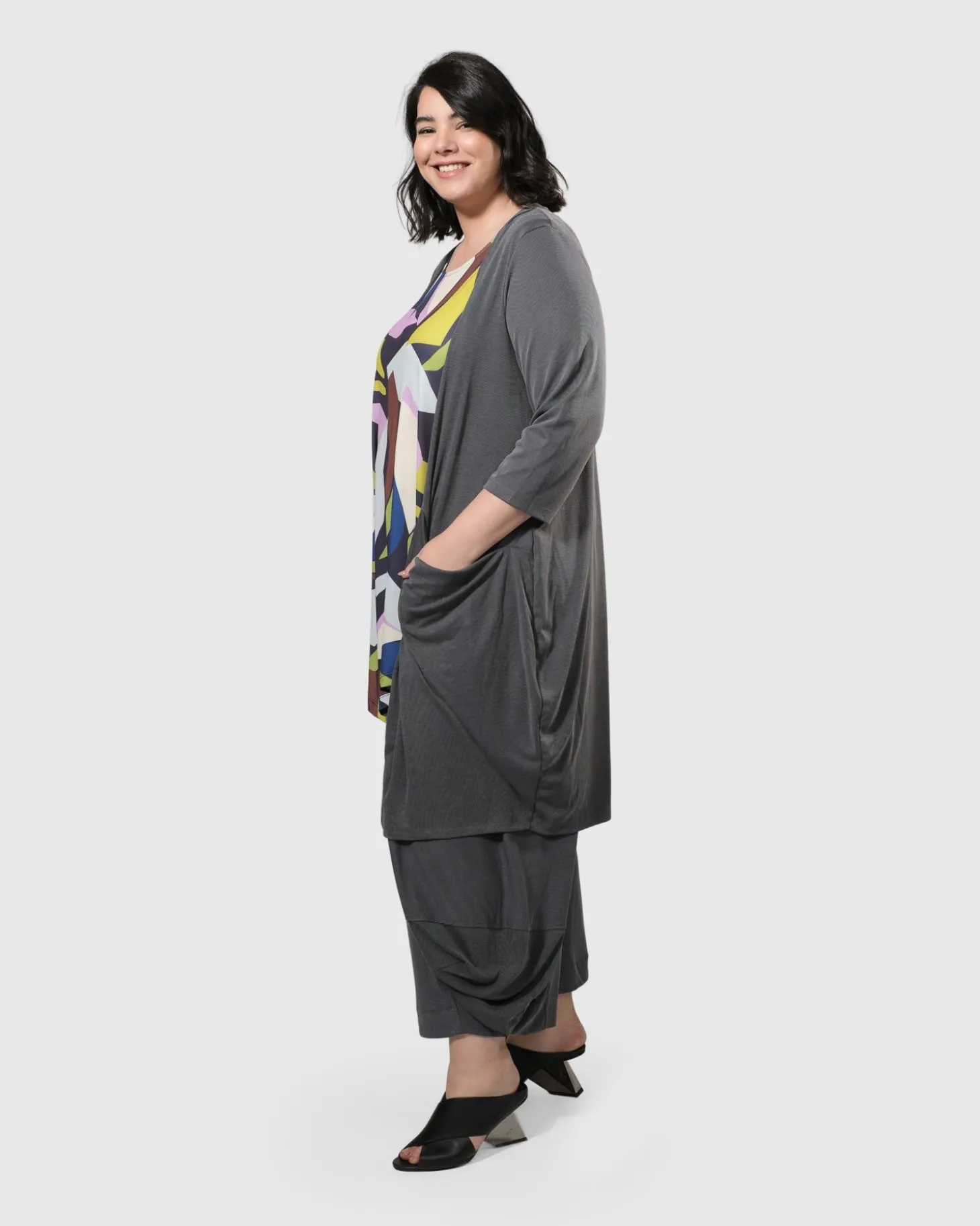 Essential Draped Cocoon Jacket, Grey