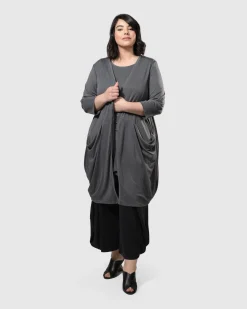 Essential Draped Cocoon Jacket, Grey