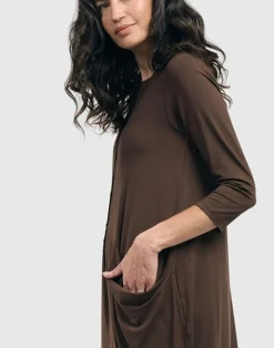 Essential Draped Cocoon Jacket, Coffee