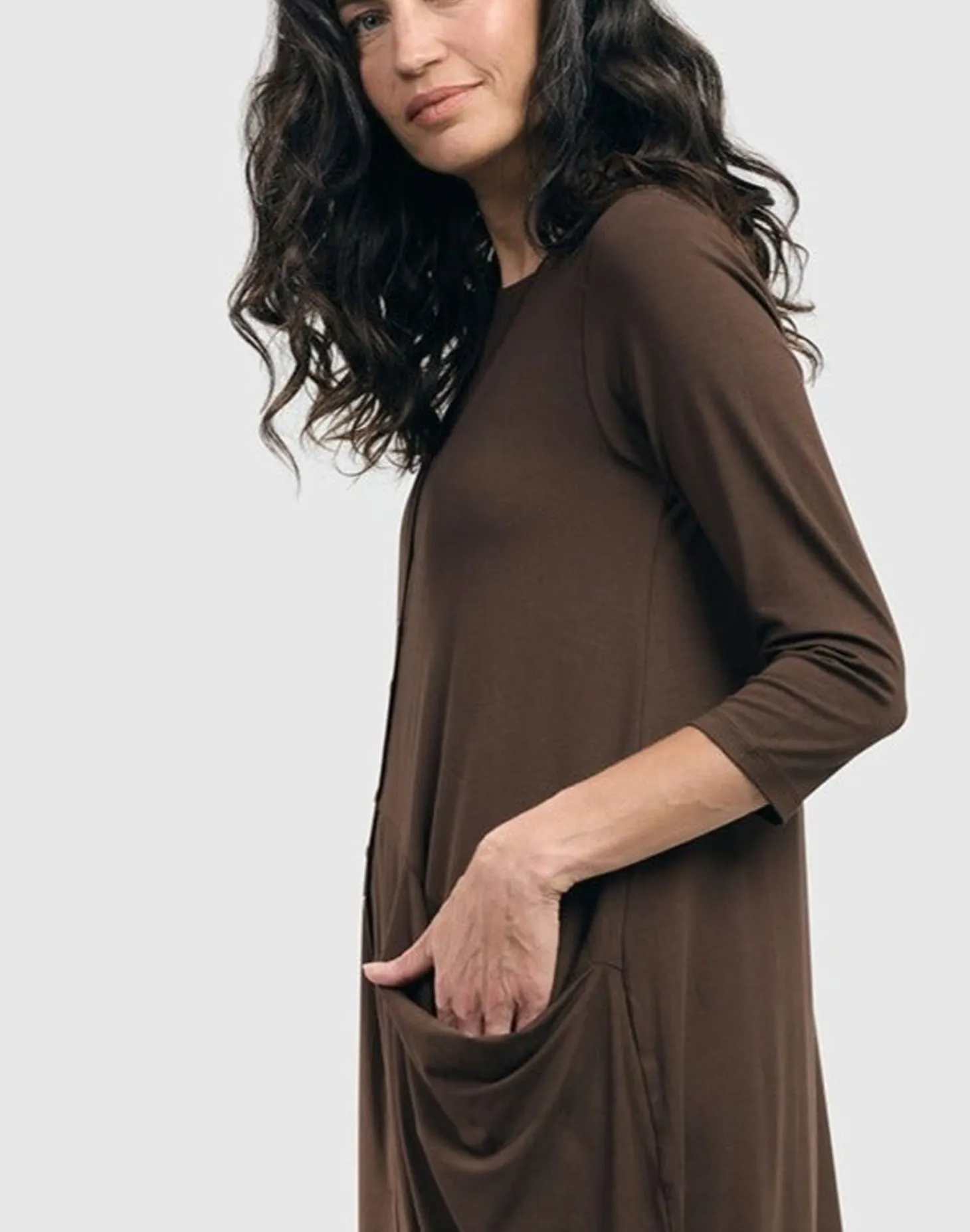 Essential Draped Cocoon Jacket, Coffee