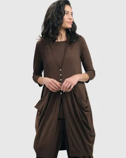 Essential Draped Cocoon Jacket, Coffee