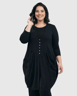 Essential Draped Cocoon Jacket, Black