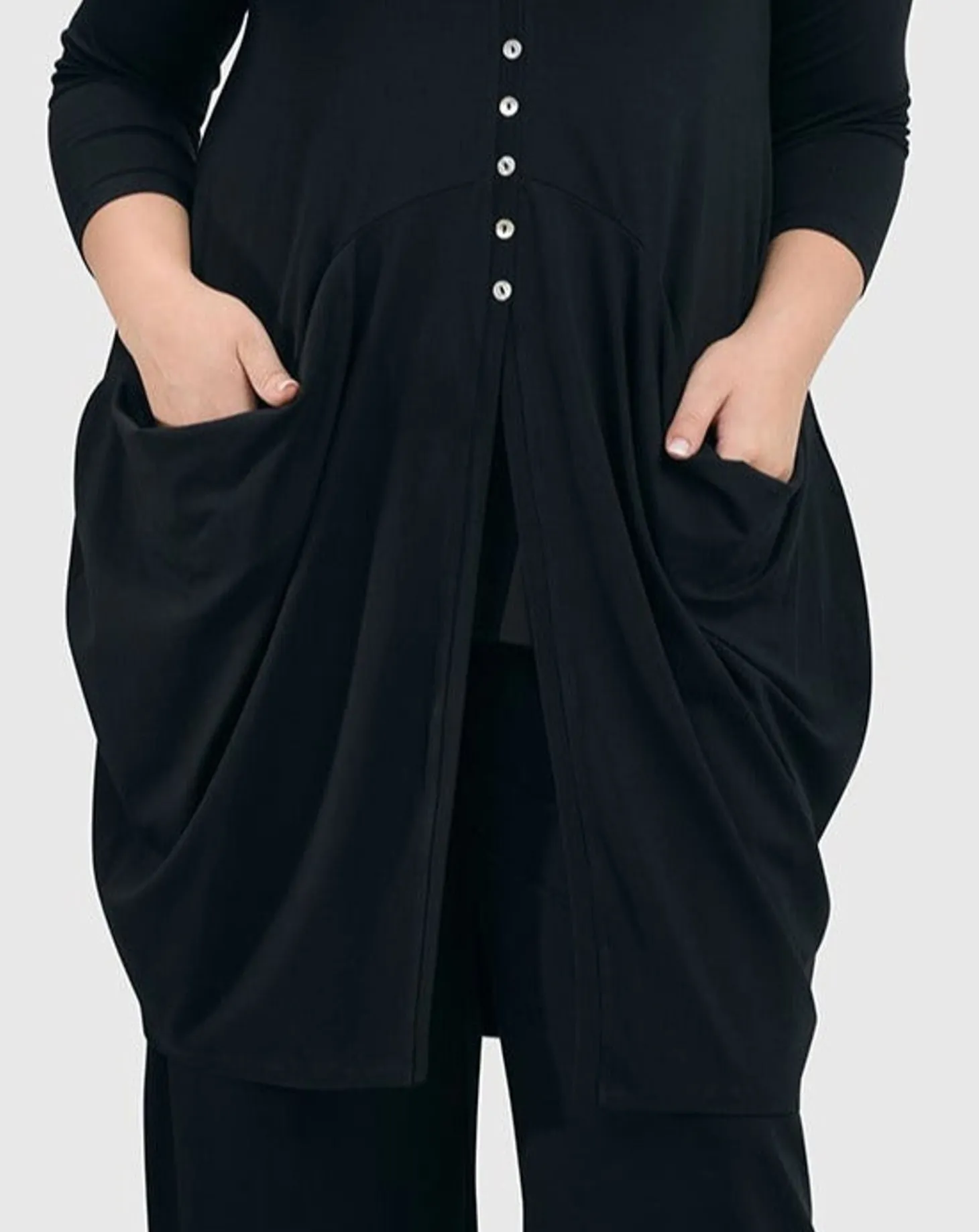 Essential Draped Cocoon Jacket, Black