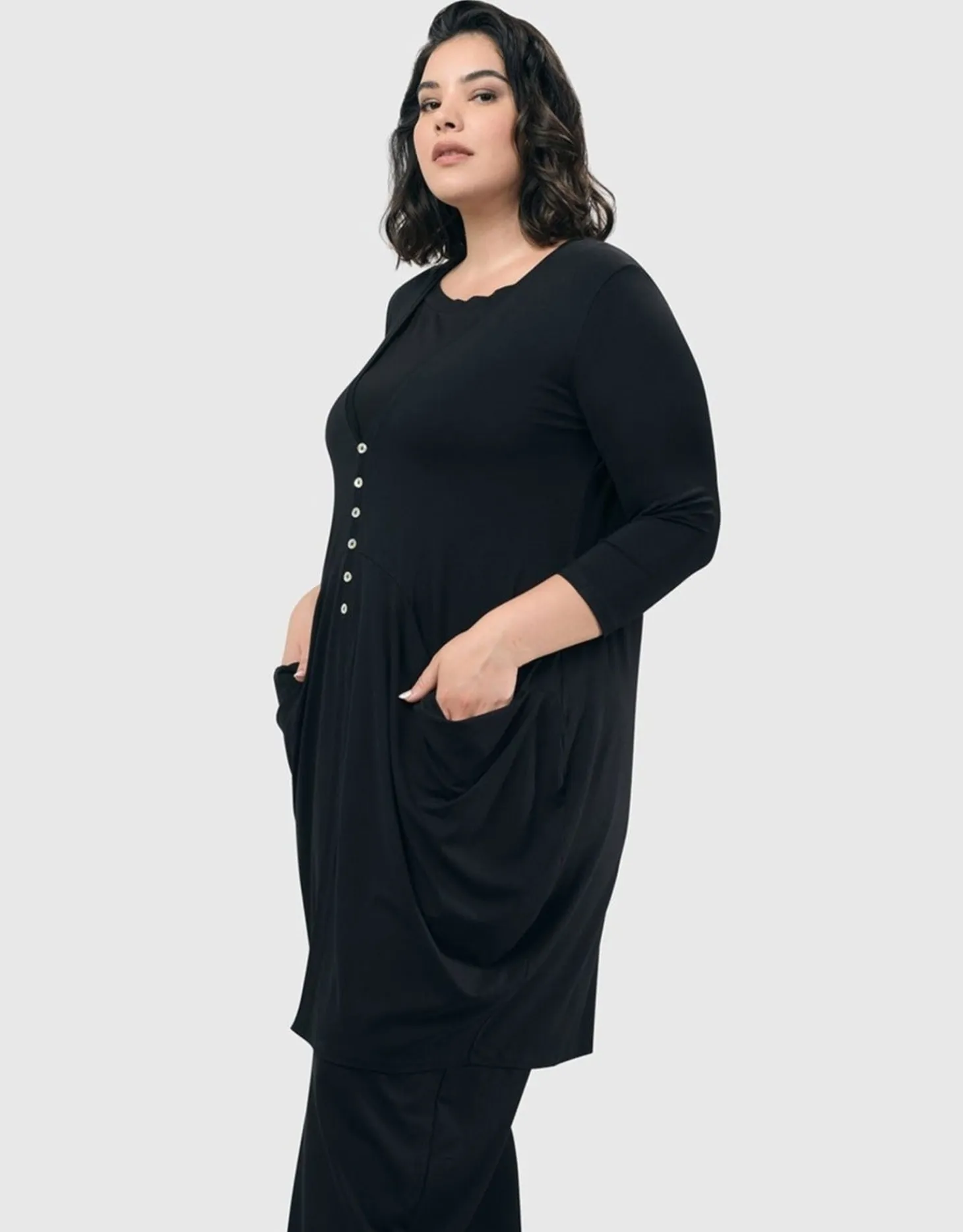 Essential Draped Cocoon Jacket, Black