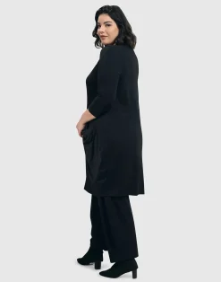 Essential Draped Cocoon Jacket, Black