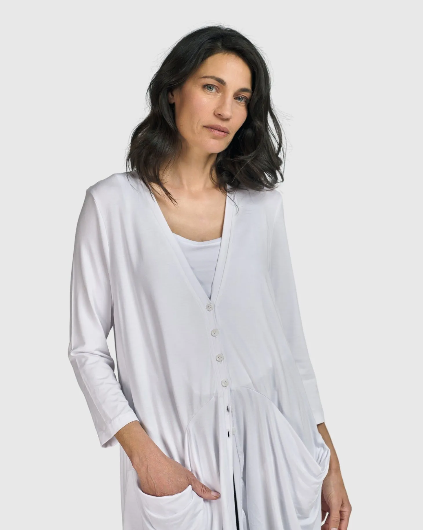 Essential Draped Cocoon Jacket, White