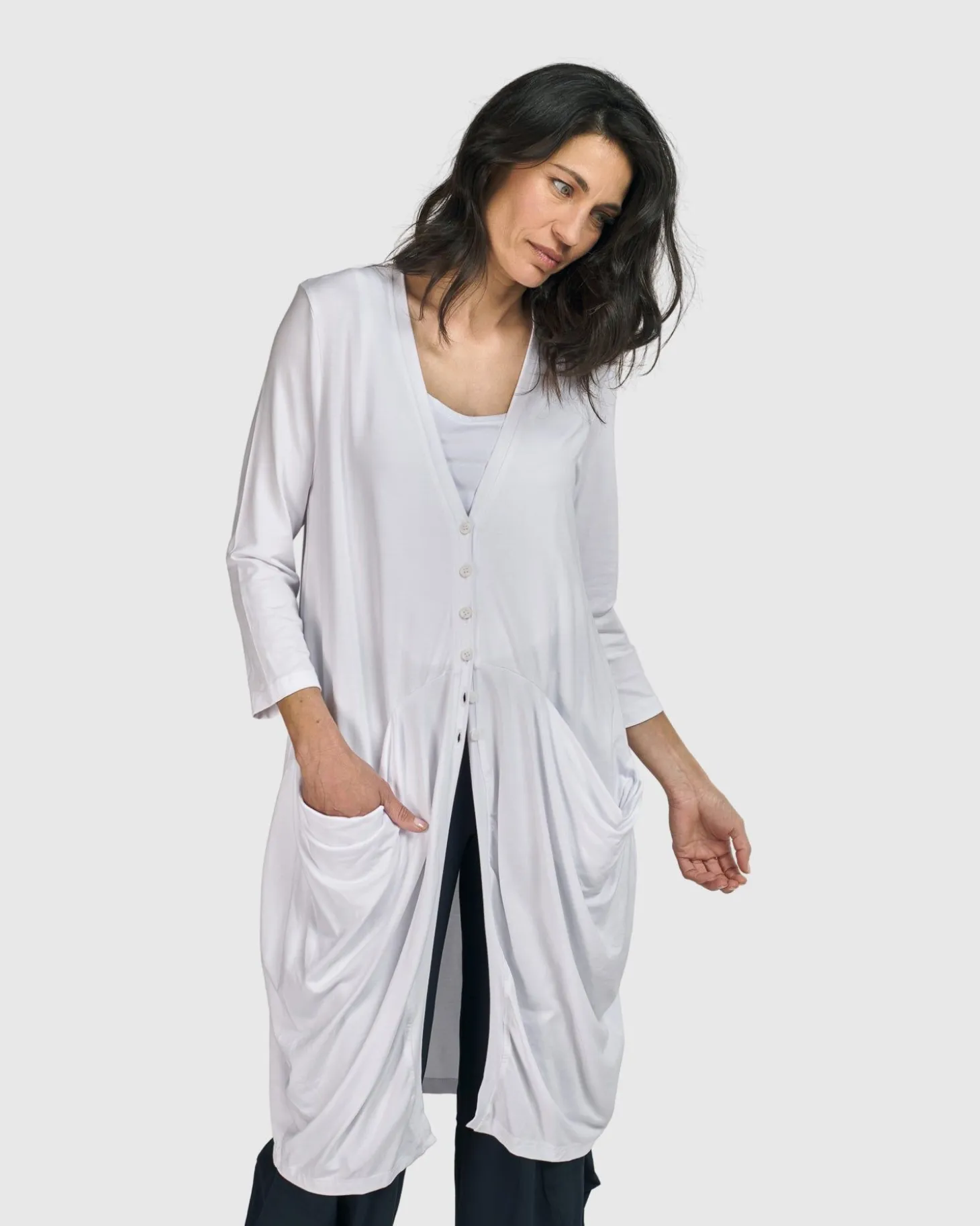 Essential Draped Cocoon Jacket, White