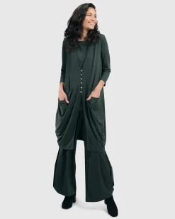 Essential Draped Cocoon Jacket, Green