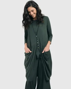 Essential Draped Cocoon Jacket, Green