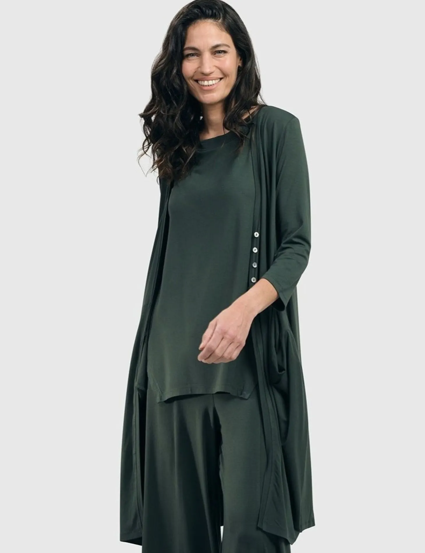 Essential Draped Cocoon Jacket, Green