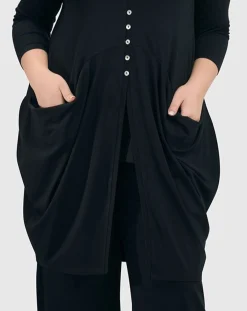 Essential Draped Cocoon Jacket, Black