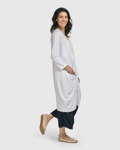 Essential Draped Cocoon Jacket, White