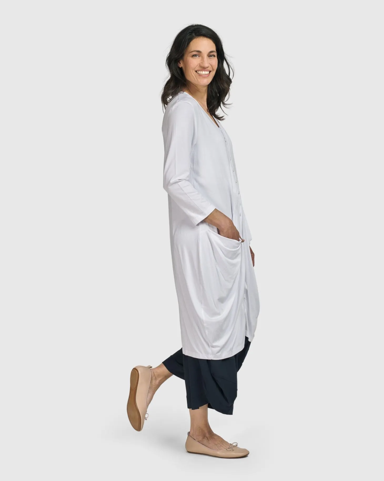 Essential Draped Cocoon Jacket, White