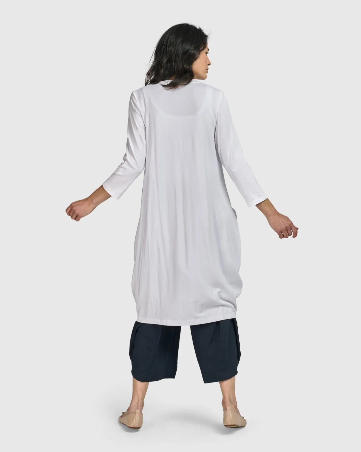 Essential Draped Cocoon Jacket, White