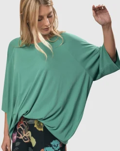 Essential Favorite Cupro Blouson Top, Seafoam