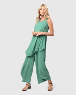 Essential Go-To Cupro Punto Pants, Seafoam