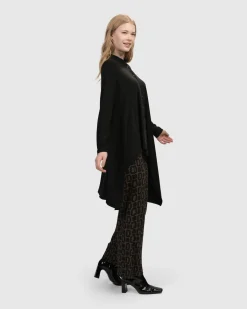 Essential Hi-Lo Button Down Top, Black