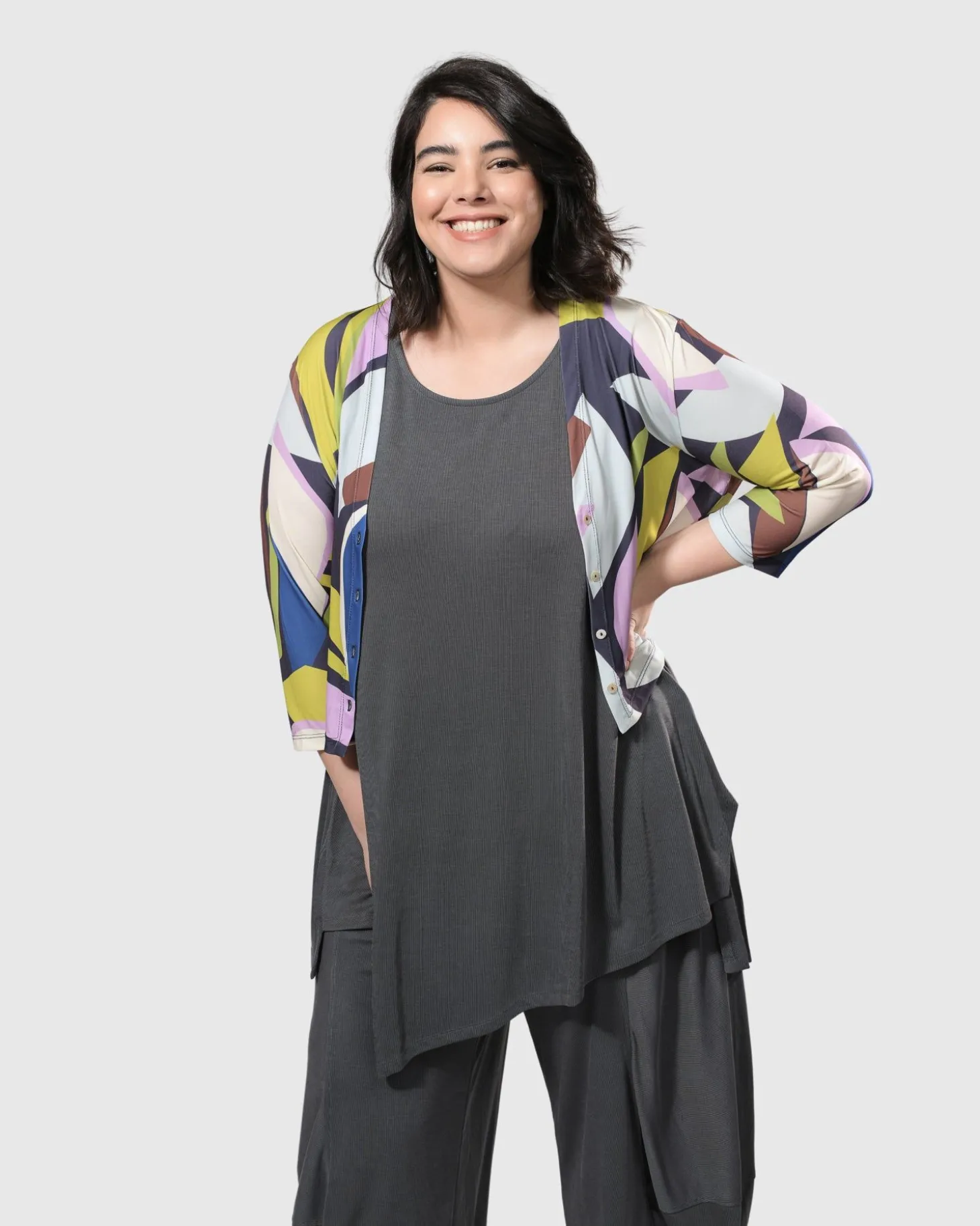 Essential Joy Sleeveless Tunic Top, Grey