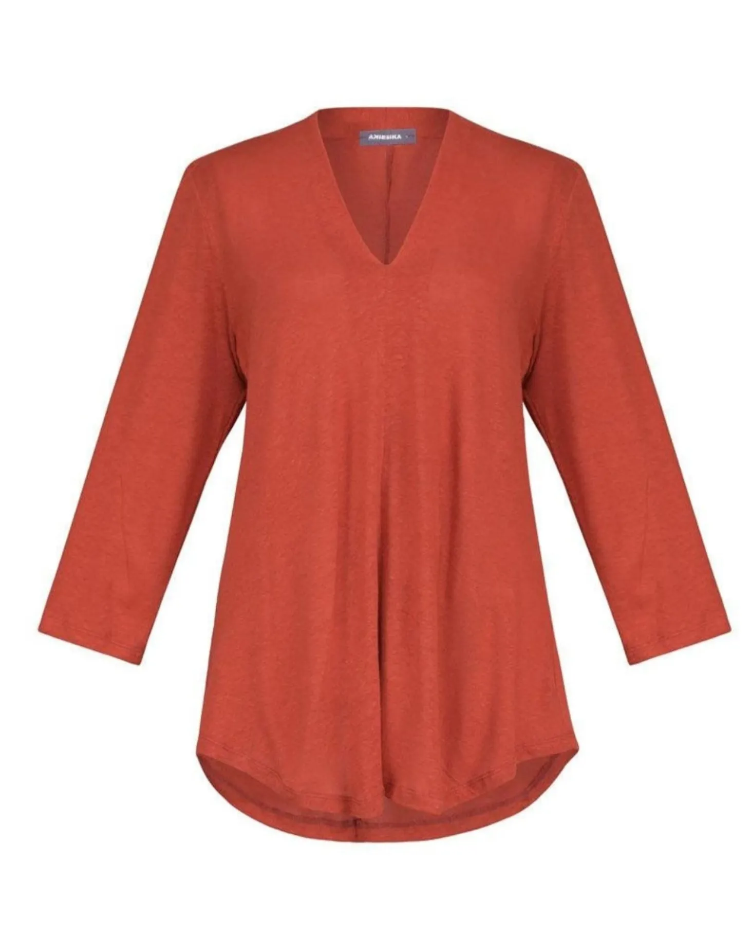 Essential Linen V-Neck Top, Orange