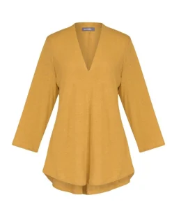 Essential Linen V-Neck Top, Yellow