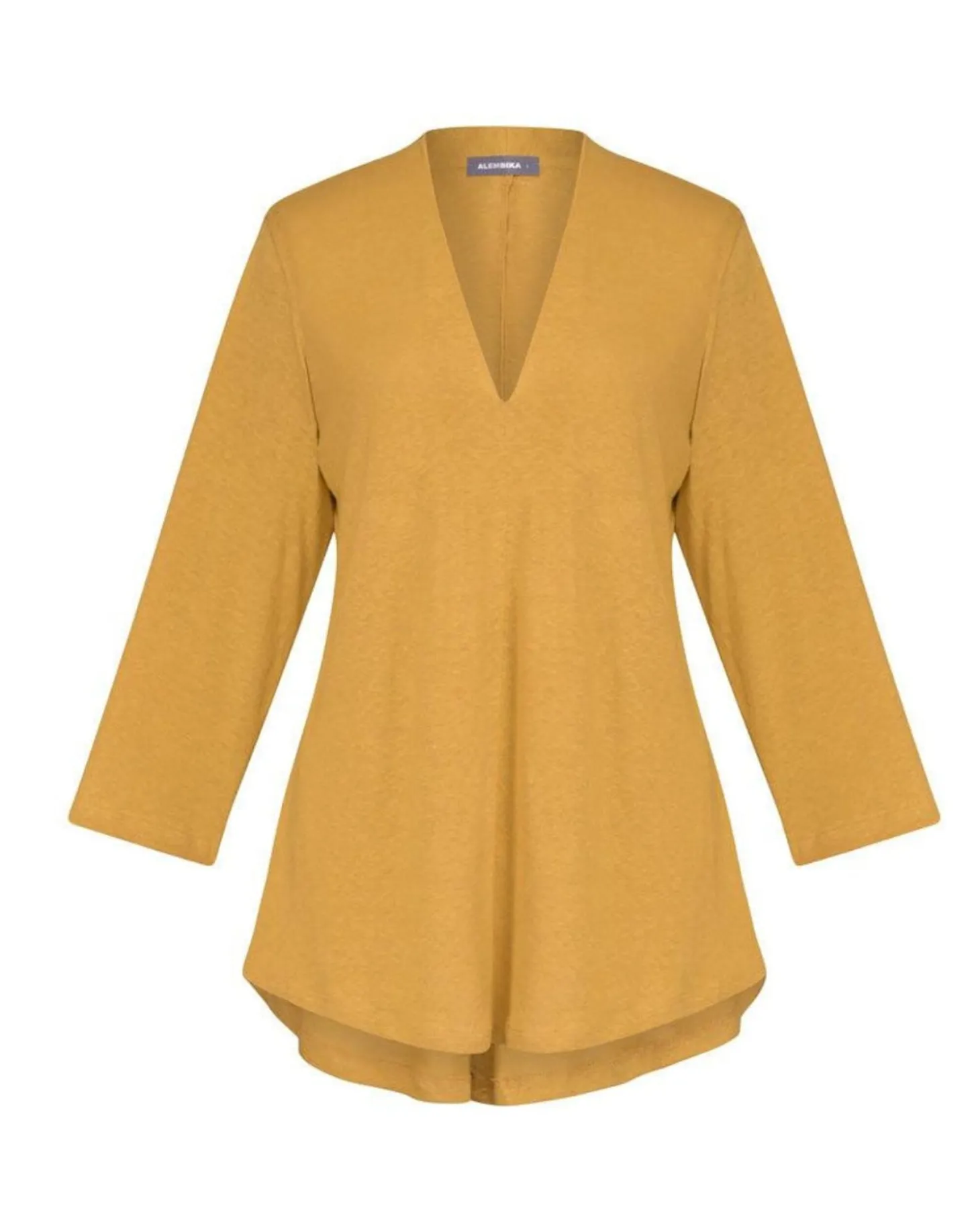 Essential Linen V-Neck Top, Yellow