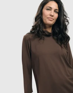 Essential Mockneck Top, Coffee