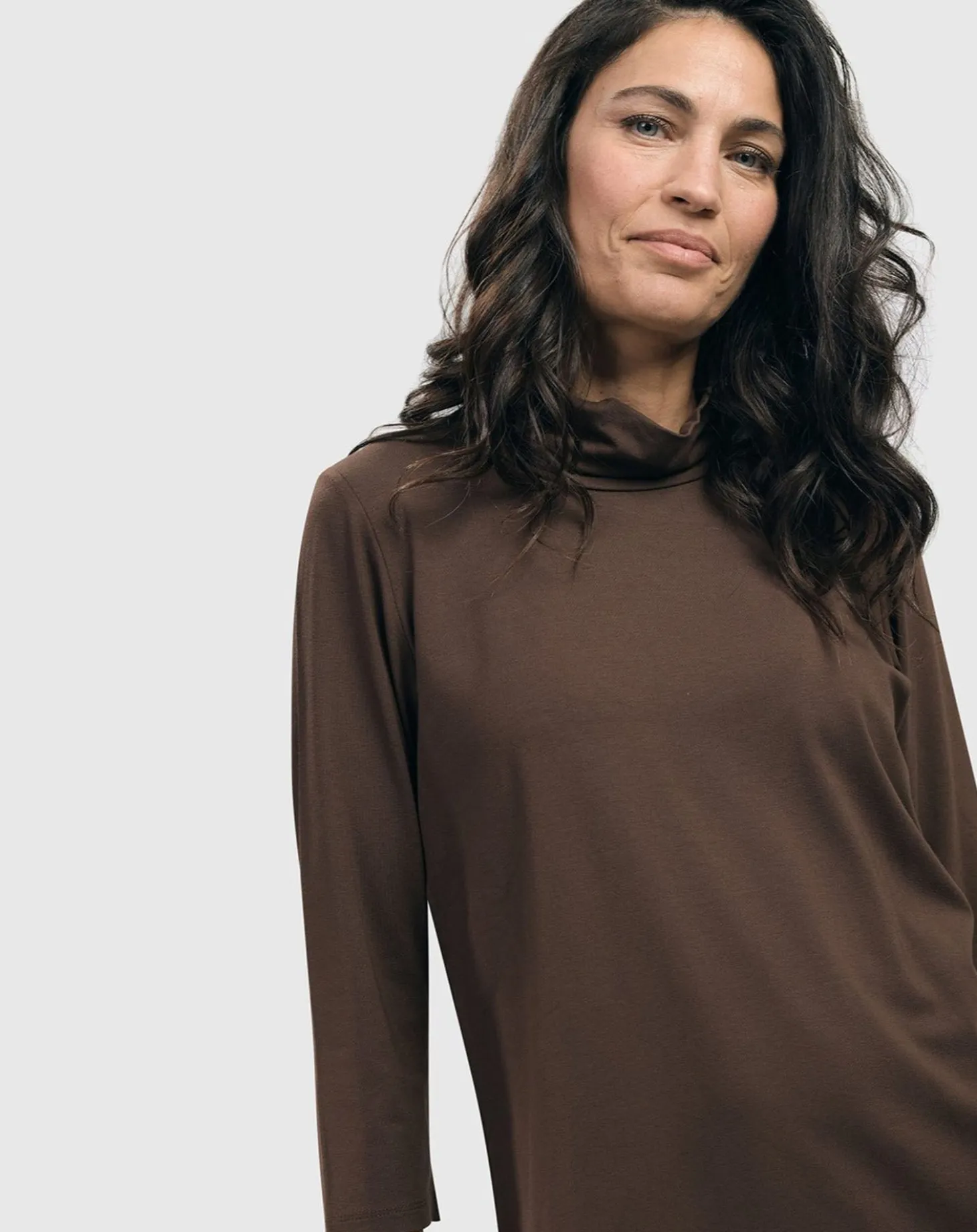 Essential Mockneck Top, Coffee