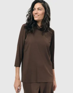 Essential Mockneck Top, Coffee